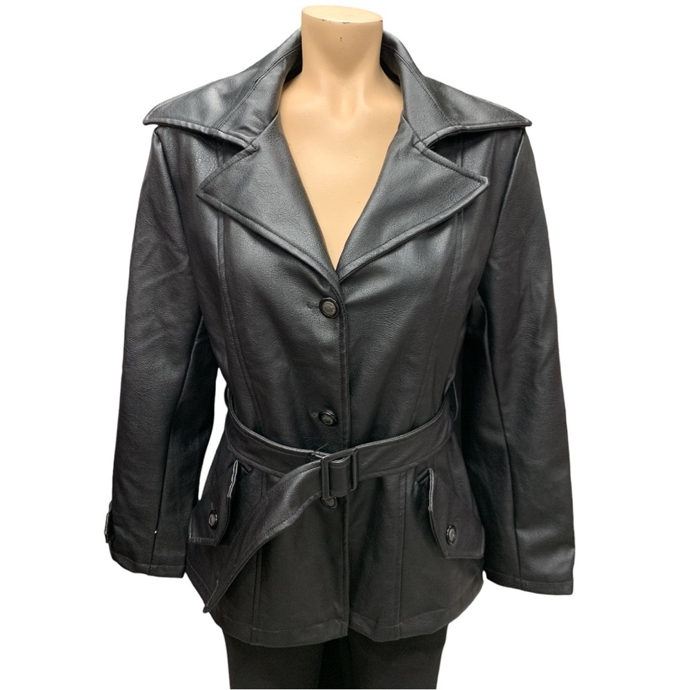 Emporio Black Leather Jacket Size S